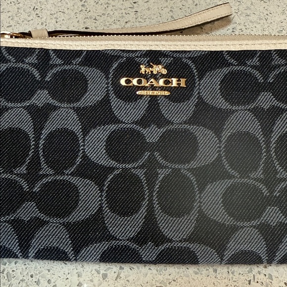 Coach Denim wristlet with leather trim. - Picture 2 of 6